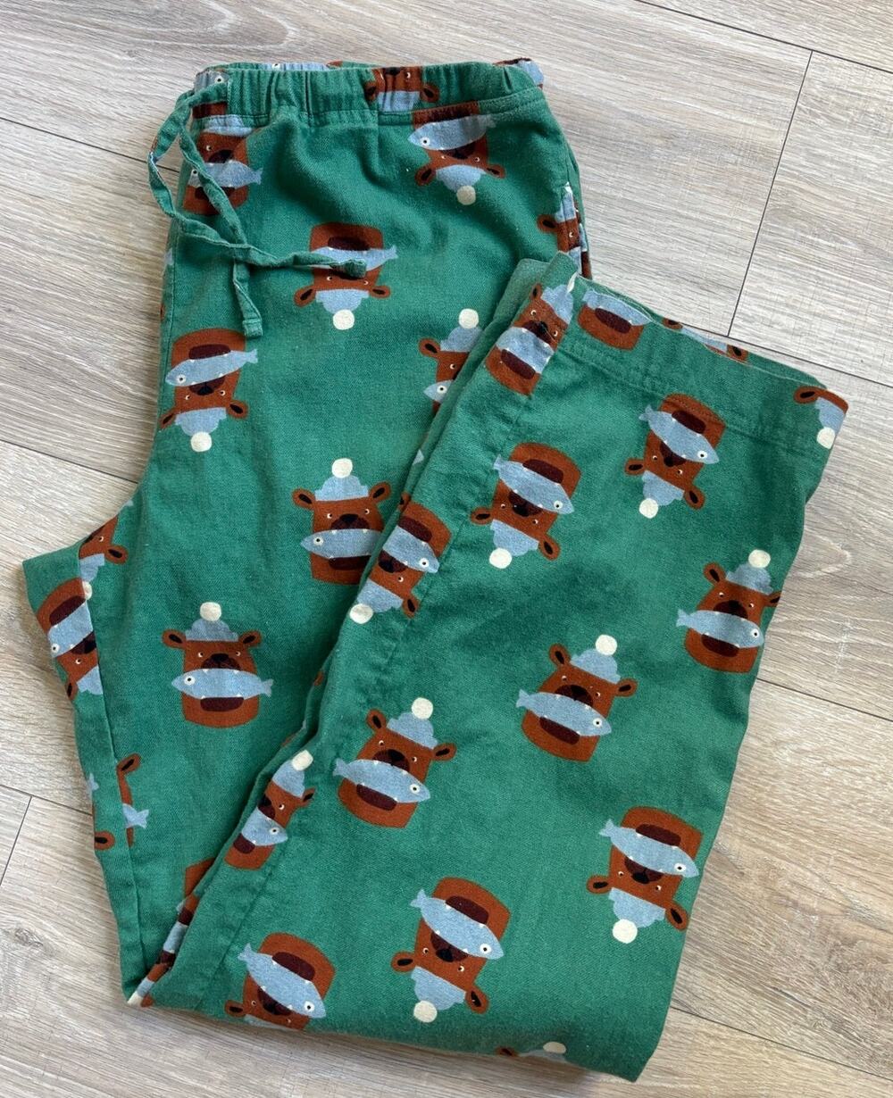 Hanna Andersson Fresh Catch on Bottle Green Pajama Pants Medium Holiday
